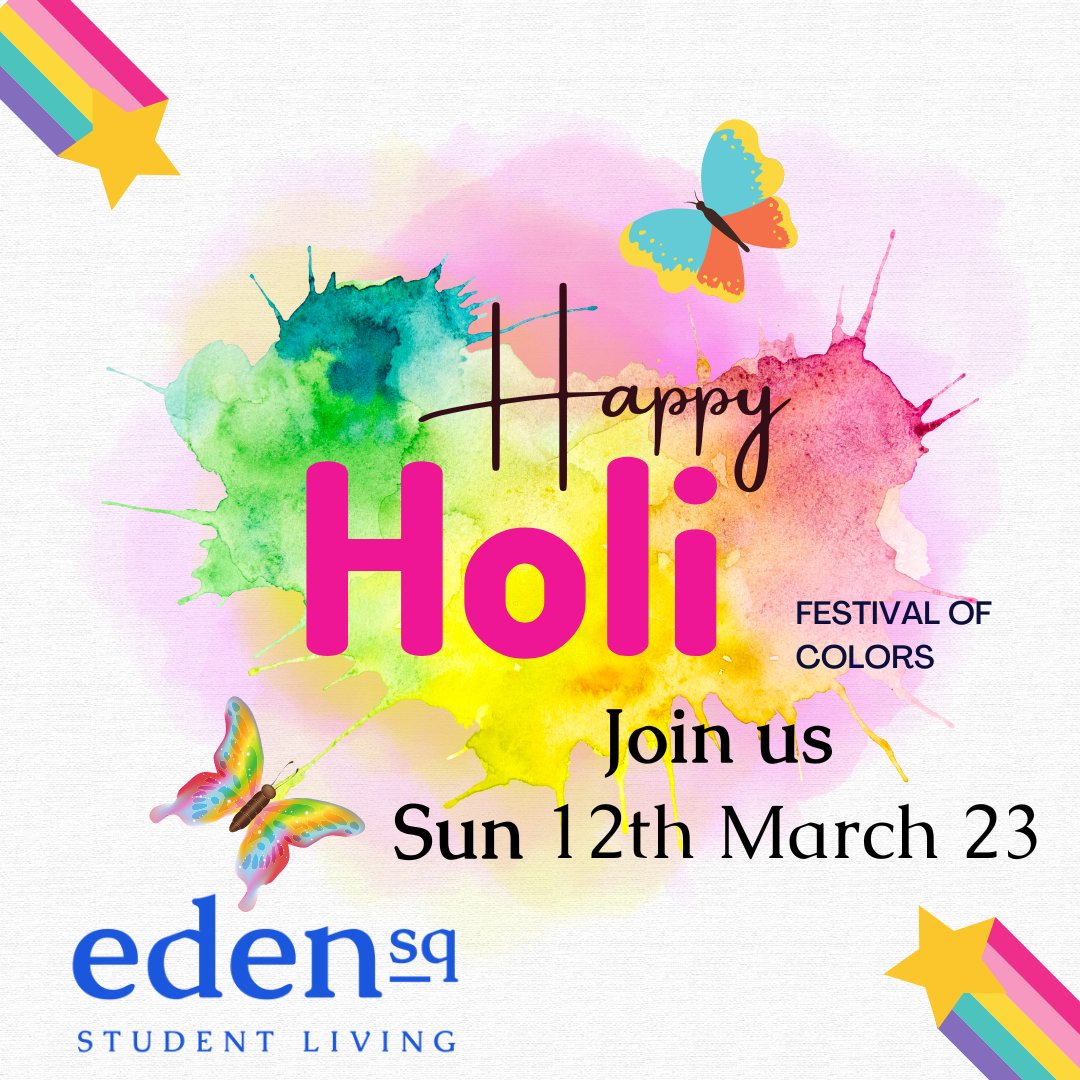 Happy Holi, everyone! 🎉🌈

We're excited to invite all residents of our student accommodation to come and celebrate the Festival of Colors with us on Sunday, March 12th at 3:00 PM

Join us for a day filled with laughter, fun, and of course, lots of color!