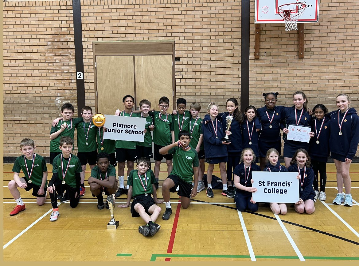 Congratulations to <a href="/PixmorePE/">Pixmore Jr School PE</a> Boys and <a href="/StFrancisSport/">St Francis' College Sport</a> Girls who won the very competitive Sportshall Athletics competition this afternoon. We look forward to seeing you represent North Herts in the final in a few weeks. A huge thank you to <a href="/FearnhillPE/">Fearnhill PE</a> and their amazing leaders.