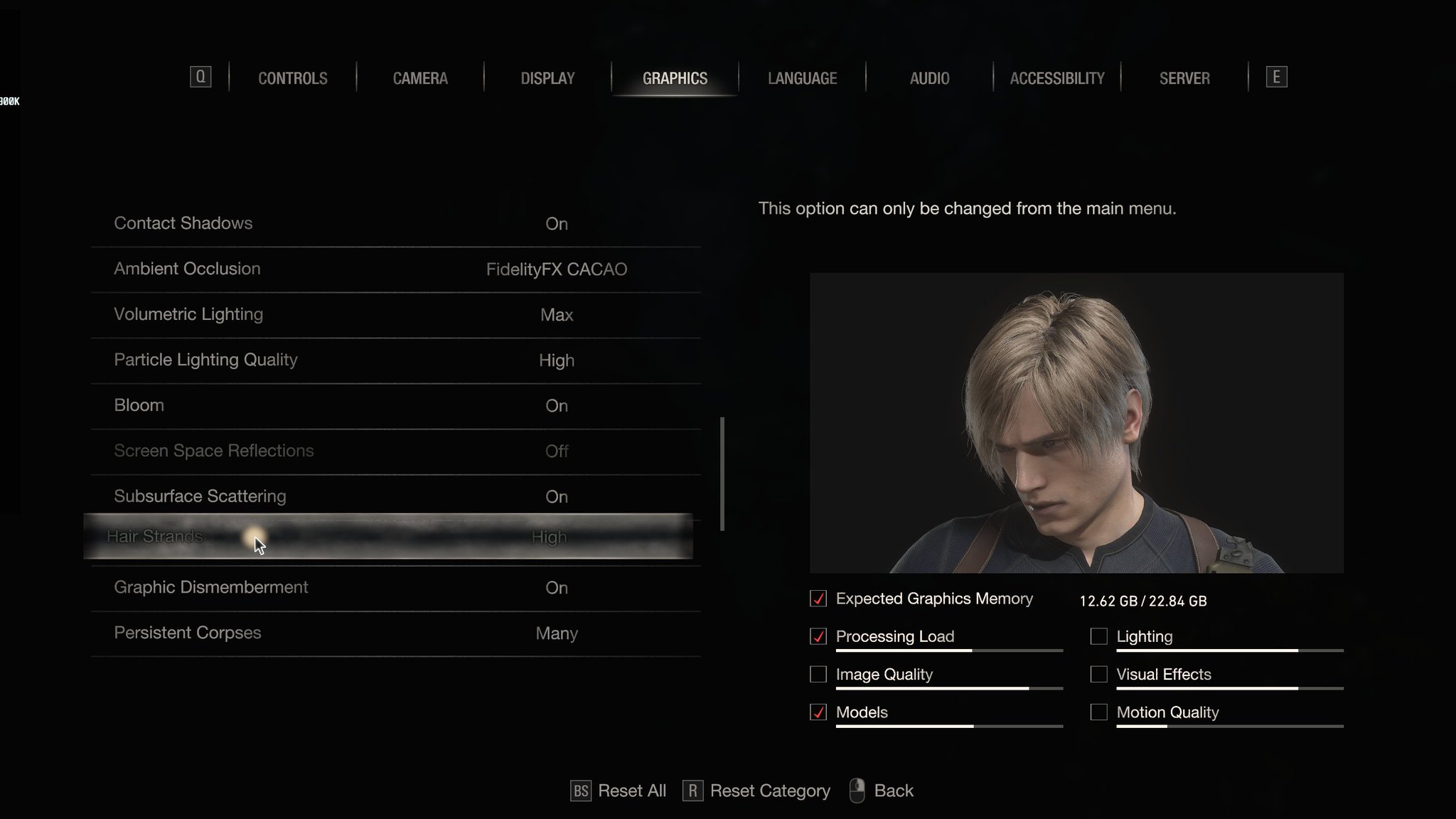 CapFrameX on Twitter "Resident Evil 4 Chainsaw Hair Strands option