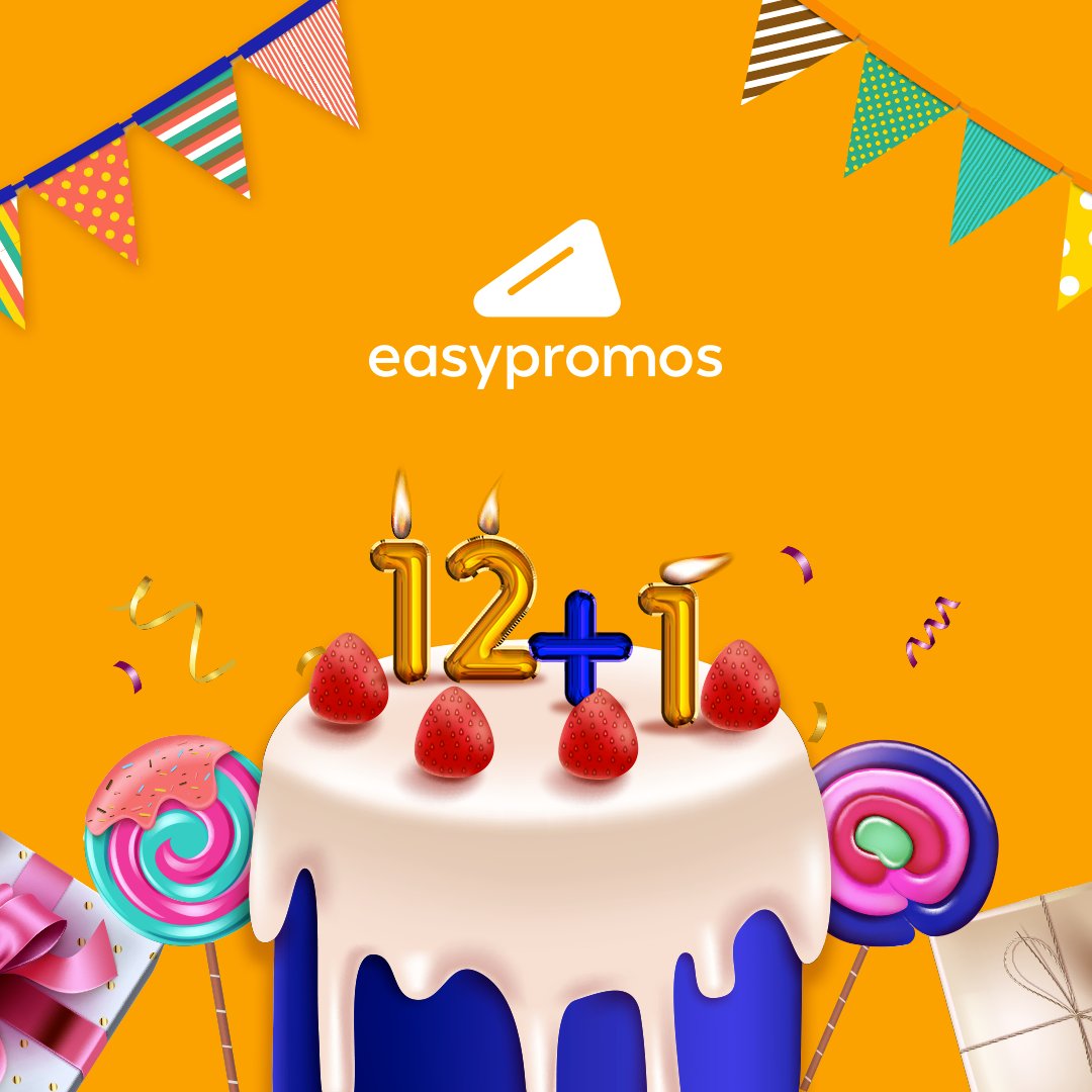 Avui celebrem el 12+1 aniversari d' @easypromos . Moltes gràcies a tots els companys de viatje i a totes les persones que per qualsevol motiu han estat vinculades amb el projecte.