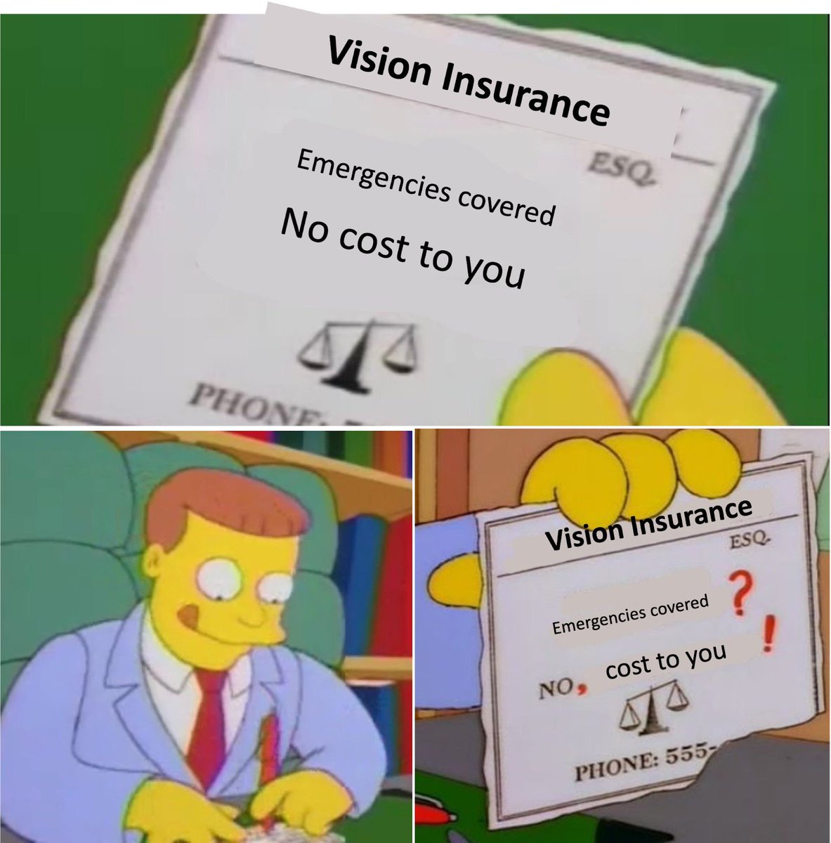 I've spent weeks learning about vision insurance, and my conclusion is the market has 4 core distortions that mess everything up

I went through broker brochures, cut up claims data myself, etc. to get to the bottom of it all - it's a super weird market

outofpocket.health/p/is-vision-in…
