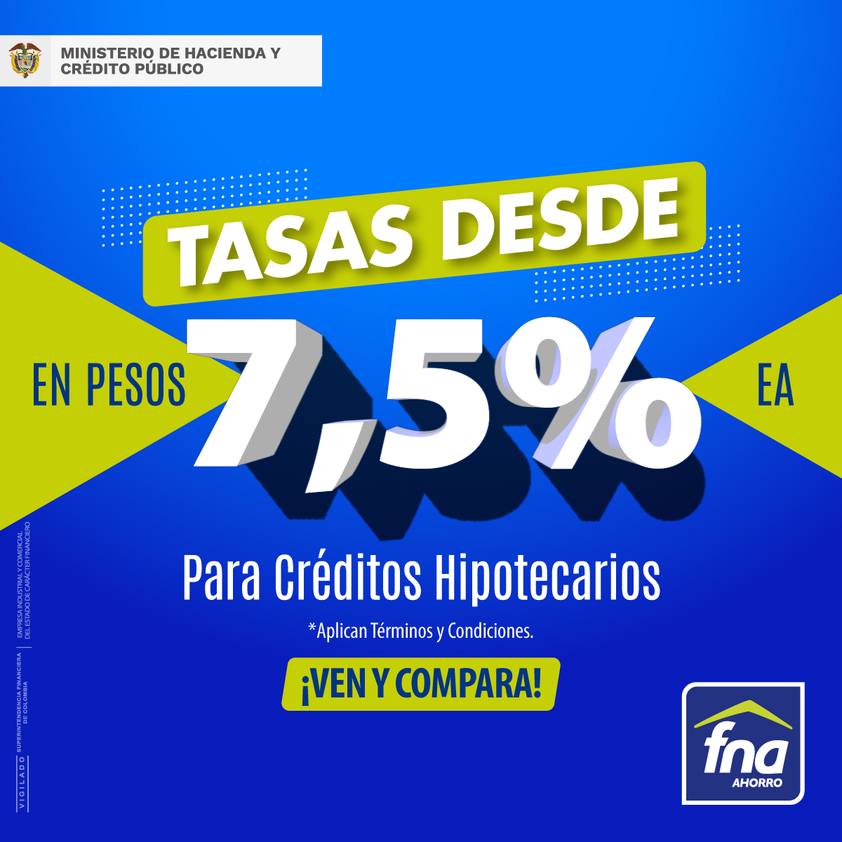 FNAahorro's tweet photo. ¿Sabías que contamos con tasas desde UVR +5.5% EA y en pesos desde 7.5% EA en Créditos Hipotecarios para afiliados por cesantías?
Conócelas en https://t.co/Xdn7W1ZwXA y cumple el sueño de tener vivienda propia.
#VenYCompara https://t.co/tqnF97bDlp