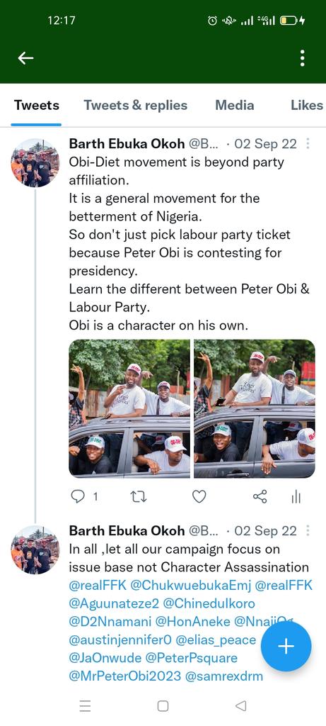 BarthOkoh's tweet photo. @PeterObi May his soul rest in peace.
Please also advise people not to play politics with the death of our brother.
We Obi-diet movement in enugu does not belong to labour party rather we are determine to vote all your type without minding the party. https://t.co/9aWaKJHgLv