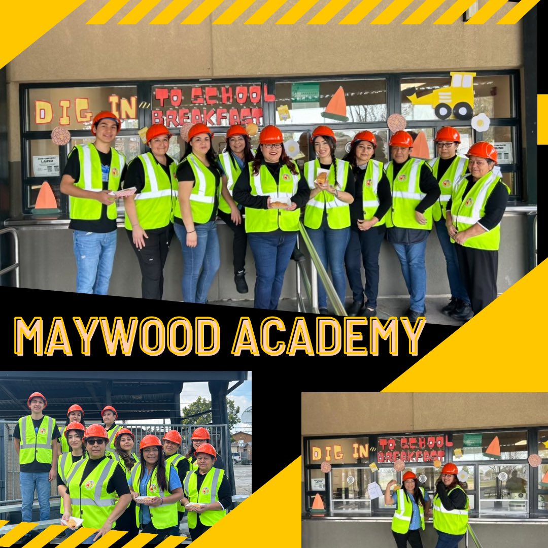 Café LA staff at <a href="/maywoodacademy/">Maywood Academy</a> “Dig in to School Breakfast” during #NSBW23