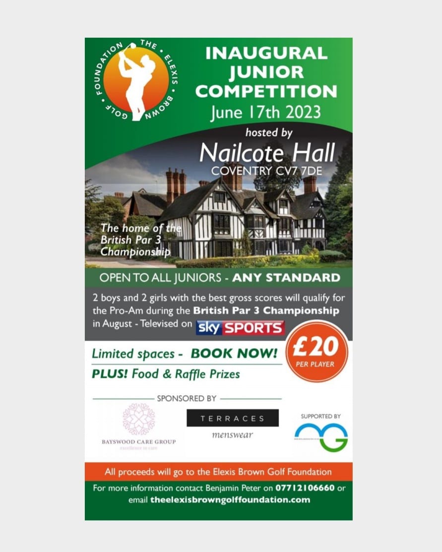 Only 33 place left for this fantastic junior event at the beautiful <a href="/NailcoteHall/">Nailcote Hall</a> home of the British par3 Championship.

Please register in the link below 👇
progressjuniorgolf.com/event/elexis-b…
<a href="/MidlandsGolfer/">Midlands Golfer</a> 
<a href="/GolfNews24/">Golfnews24</a> 
<a href="/TheSportsJourn/">Steve Jackson</a> 
<a href="/engjuniorgolf/">England Junior Golf</a> 
<a href="/golffoundation/">Golf Foundation</a> 
<a href="/everyshotcount6/">everyshotcountsuk</a>