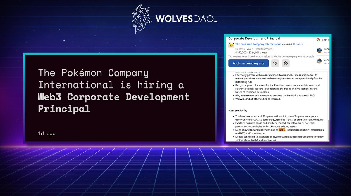 Pokemon is breaking into web 3, confirmed by two sources. 

Say it with me...

The. Wolves. Are. Always. First.