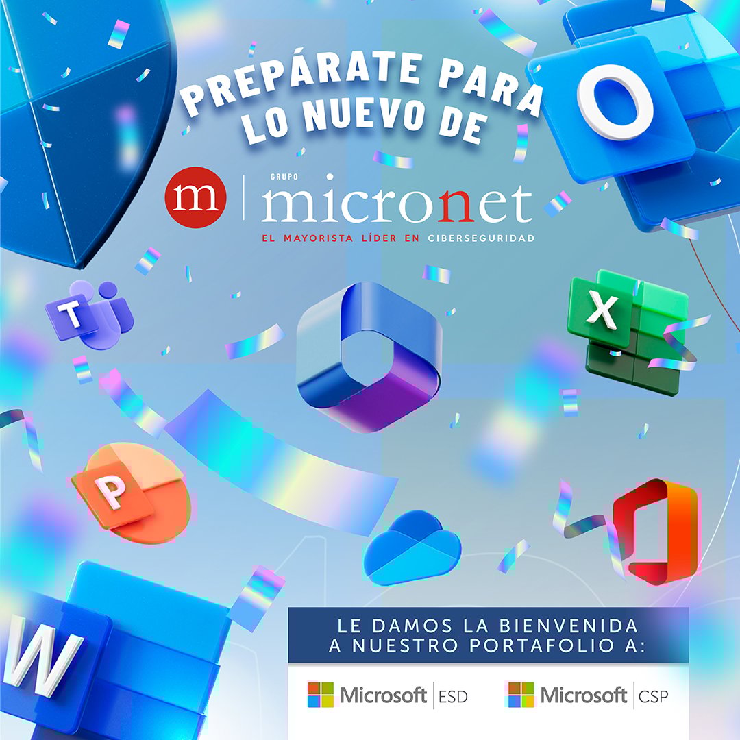 somosmicronet's tweet image. Prepárate para lo nuevo de #GrupoMicronet 🎉🎈

Bienvenido a nuestro portafolio a:

➡️ #MicrosoftESD y #MicrosoftCSP