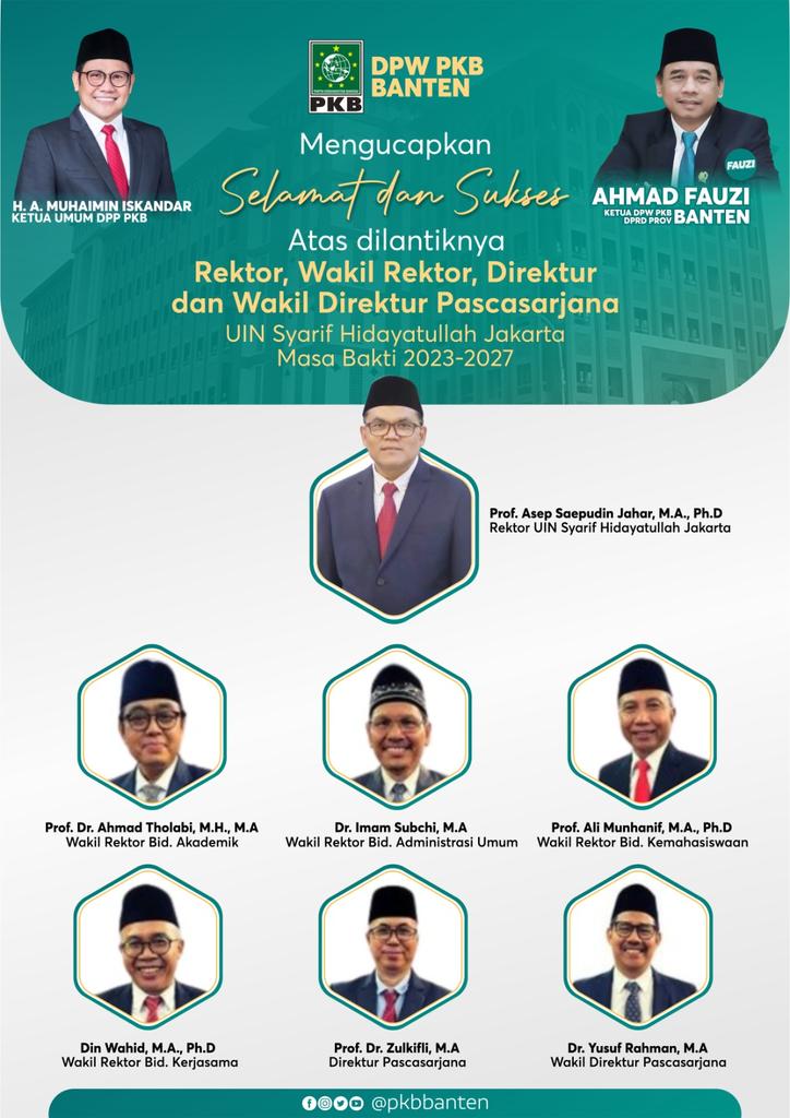 A_FauziFawaz's tweet photo. Turut bahagia dan bangga atas dilantiknya Rektor, wakil Rektor, direktur dan wakil direktur pasca sarjana, bebrapa yg dilantik aktifis PMII ketika Gus Muhaimin @cakimiNOW menjadi Ketum PB PMII, semoga berkah lancar dan berkah sukses UIN Syarif Hidyatullah. Aamiin https://t.co/2aEyhXtDf3