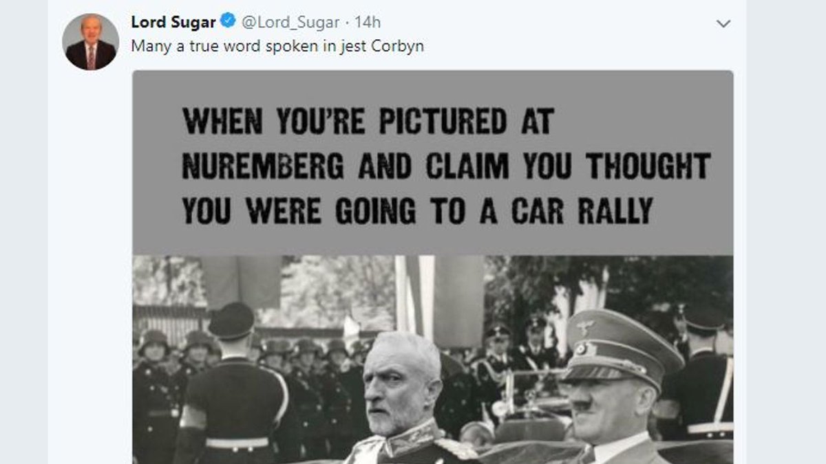 Pau7y's tweet photo. I assume @Lord_Sugar has also been removed from hosting @bbcapprentice ? Or do the rules only apply if you attack the Tories @BBC ?
@GaryLineker https://t.co/fqBu6U6X8M
