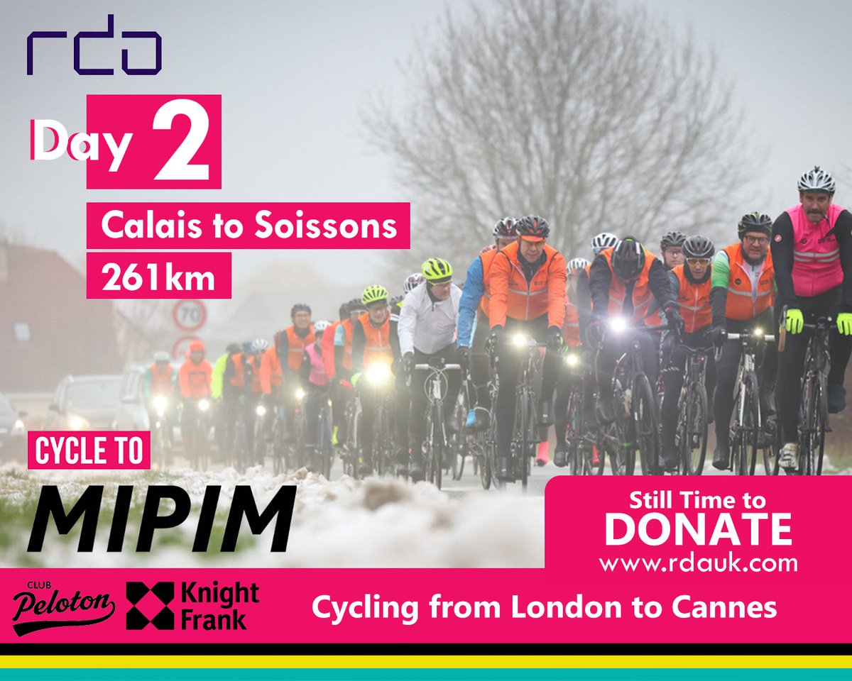 Thank you for all the support. Yesterday was the peloton’s first full day of cycling in tough conditions.  Visit our website to do so and to find out more about the brilliant charities Richard is cycling for. 
rdauk.com/cycling-to-mip…
#CycletoMIPIM
@ClubPeloton