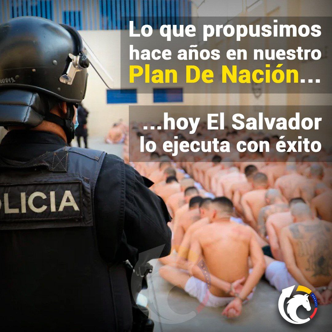 OrdenVenezuela's tweet photo. Si El Salvador pudo, ¿por qué nosotros no? Un Estado serio no negocia con delincuentes. Conoce nuestro Plan de Nación en nuestra página web https://t.co/iMarZ0SXr5
#ordenvenezuela
#venezuelaquiereorden
#nomassocialismo
#delincuencia
#elsalvador
#bukele https://t.co/p4cZRGcOqP