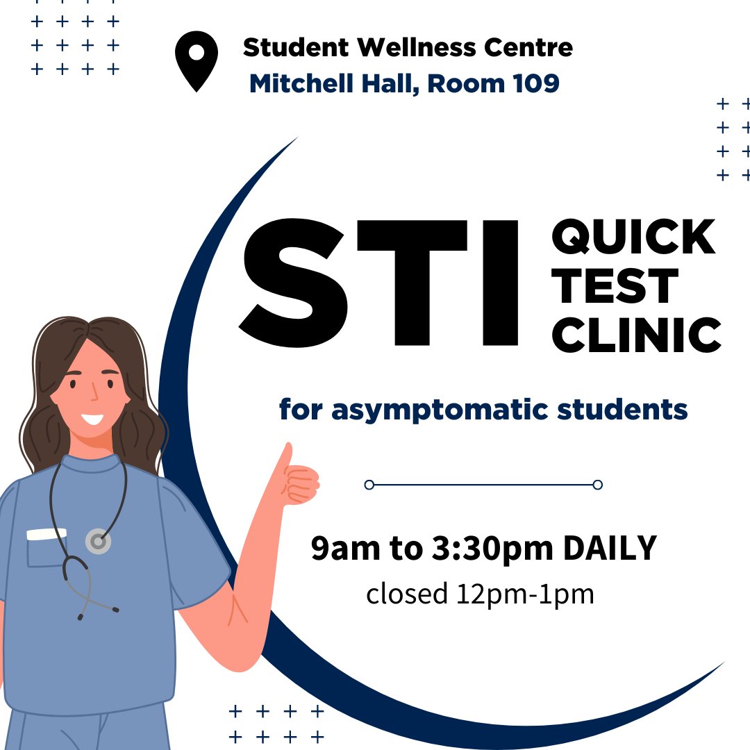 QueensU Student Wellness Services (@queensusws) on Twitter photo STIs are spreading at Queen's! 🦠 Drop-in to get tested at Student Wellness Services - our quick test clinic is open DAILY from 9am to 3:30pm starting Monday, March 13th. STIs are spreading at Queen's! 🦠 Drop-in to get tested at Student Wellness Services - our quick test clinic is open DAILY from 9am to 3:30pm starting Monday, March 13th.