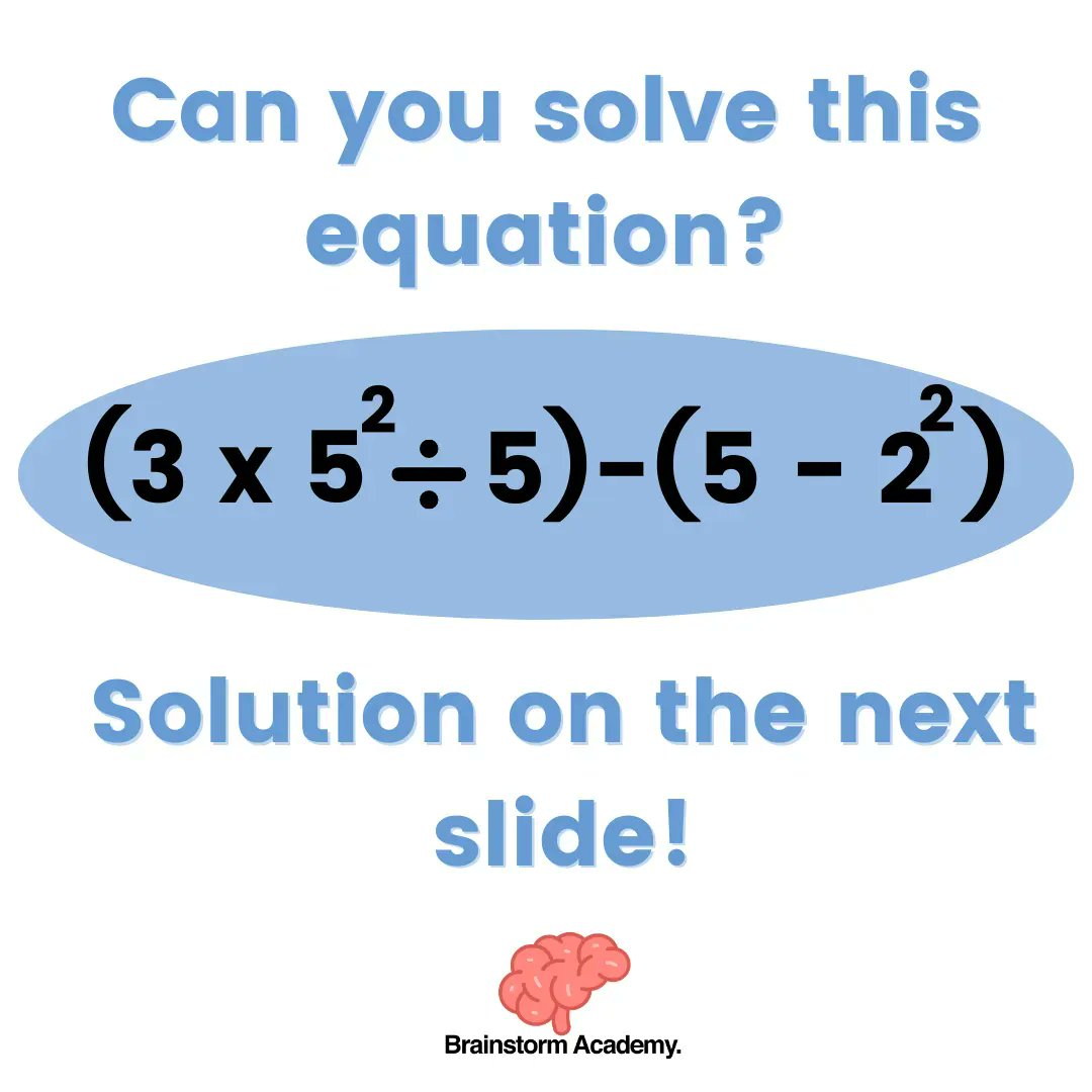 BrainstormTutor's tweet image. The weekend isn’t here yet! Take your hand at trying this simple equation. Comment your answers below!

#solvetheequation #tutoring #education #Students #studentsupport #success #helpinghand #BurlOnt #HamOnt
