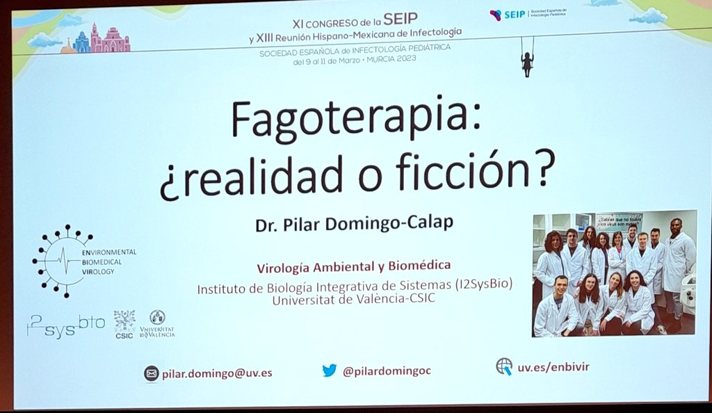 seipweb's tweet photo. #SEIP2023 #MásAllaAntimicrobianos Pilar Domingo nos hablará de Fagoterapia. https://t.co/3HRWvWGS3n