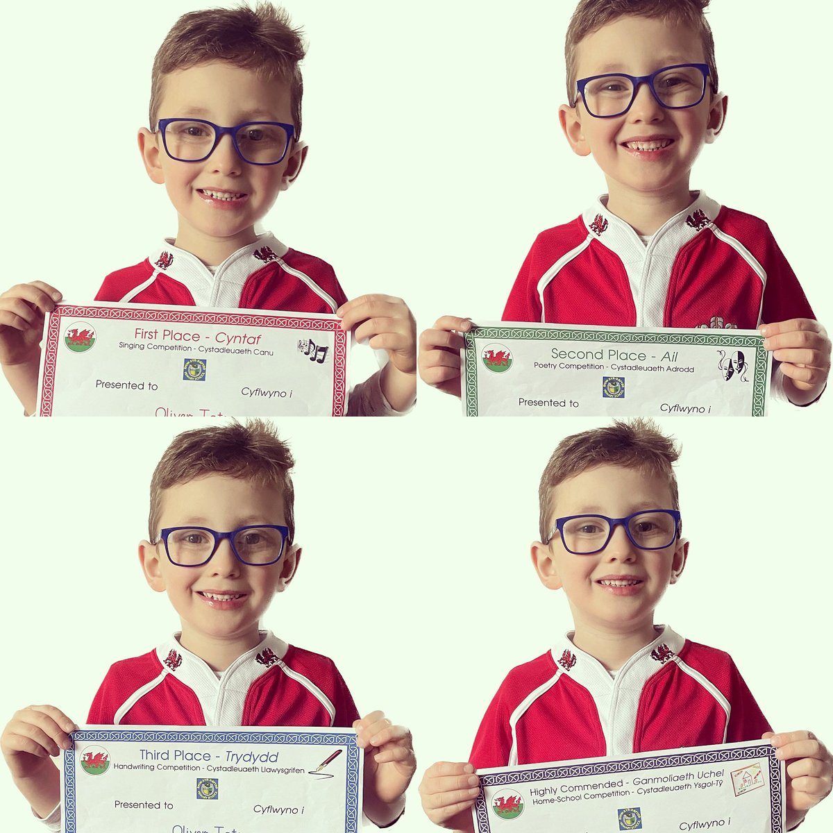 mrstatemaths's tweet image. Wow! What an Eisteddfod that was. 
🥇 for singing 🥈 for poetry 🥉 for handwriting and a highly commended award for his model habitat. Well done my superstar. Thanks @RhiwSyrDafydd for a fantastic day.