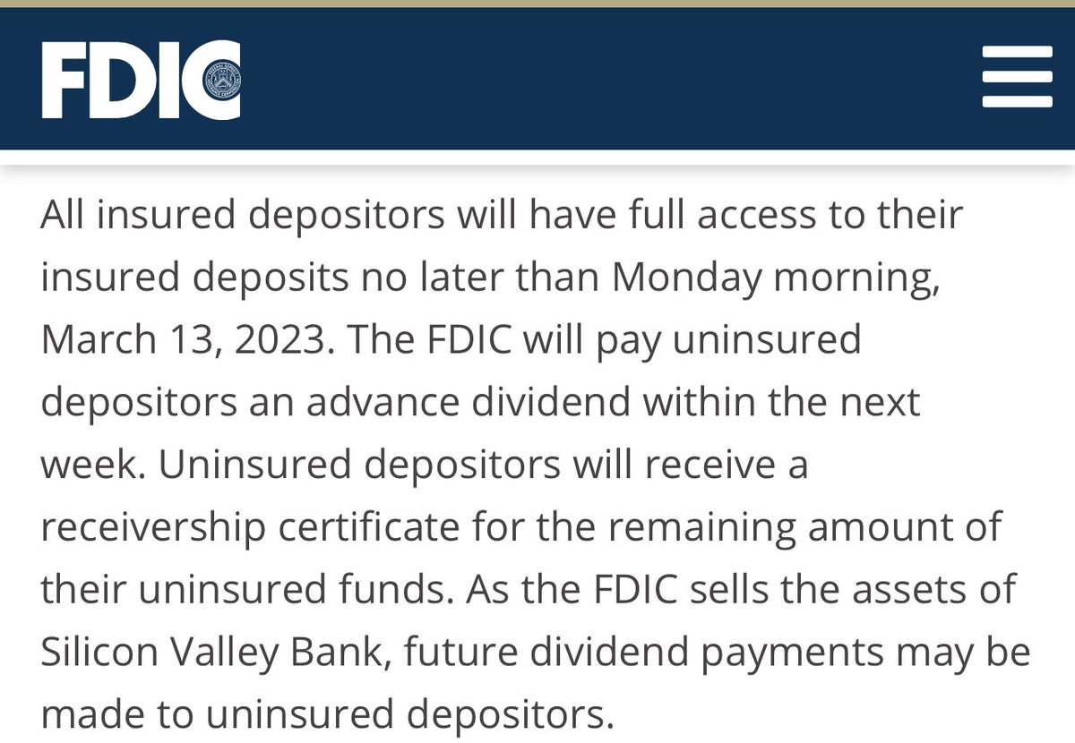 Appears depositors with over $250k at SVB will need to go through the bankruptcy process to claim funds. Terrible for startups relying on funds for runway and a true tragedy of commons for those told not to withdraw