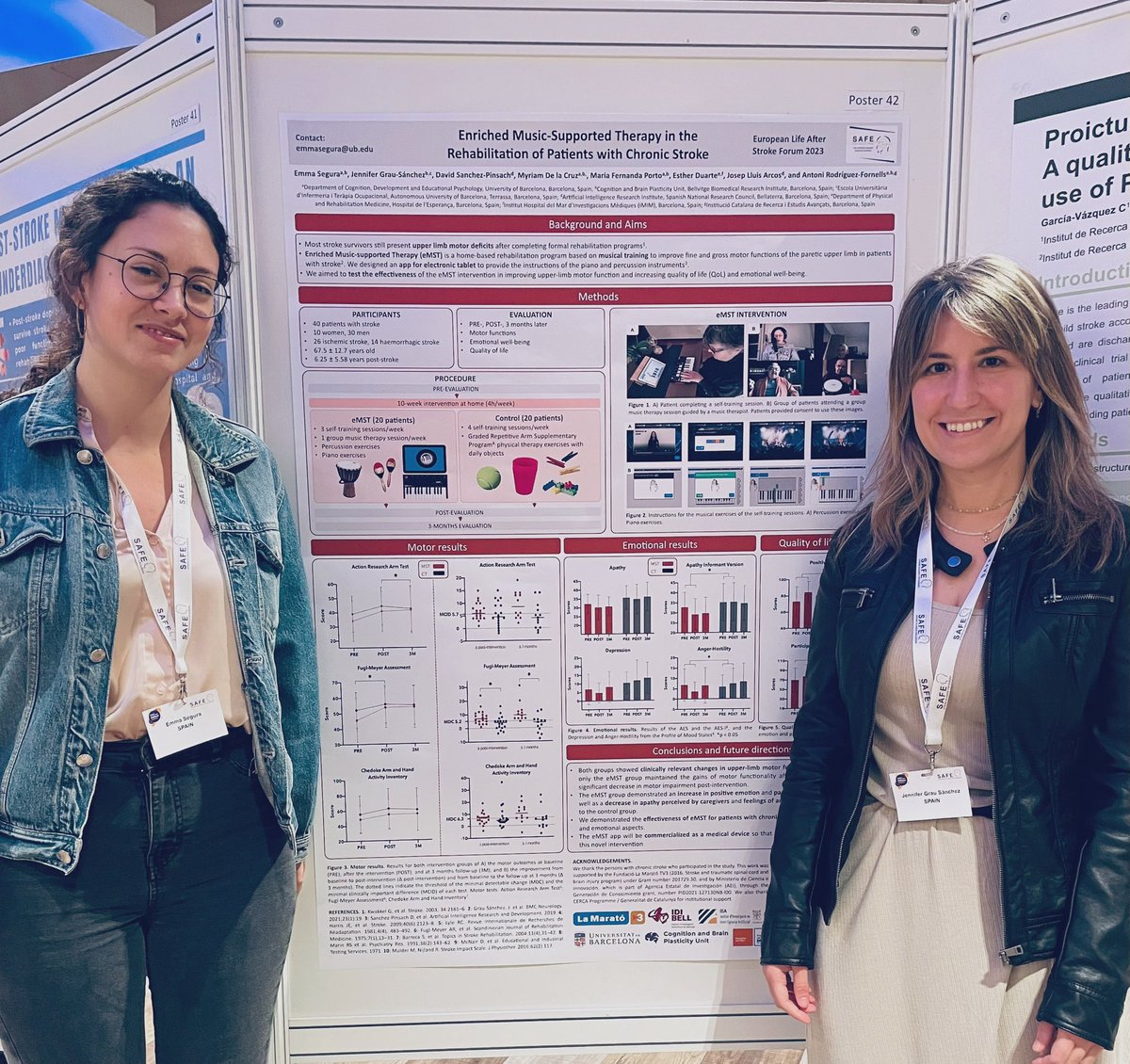 Our poster at #LifeAfterStroke Forum about Music-supported Therapy to maintain upper limb function and promote quality of life in chronic stroke.

Thesis results from @emminorchord. Coordinated project between @brainvitge @idibell_cat @IIIACSIC @OCCARE_euit & funded by @la_marato