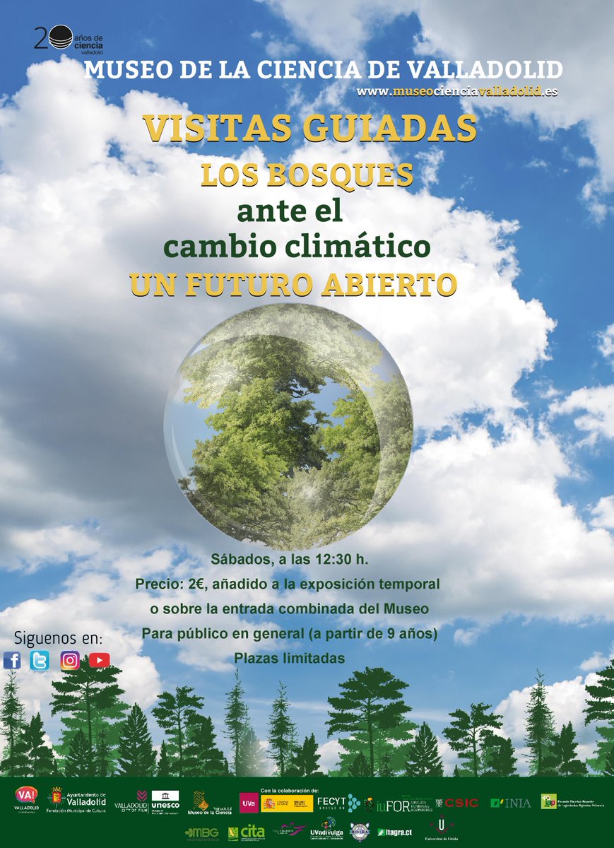 MCienciaVLL's tweet photo. Visitas guiadas a la exposición 'Los bosques ante el cambio climático: un futuro abierto'
🗓️Sábados
📍12:30h
💶2€ añadido a la entrada a la exp. temporal y combinada del Museo.
Muestra producida por la @UVa_es y @FECYT_Ciencia en colaboración con @INIA_es @YoungForesters https://t.co/D35v69S2R6