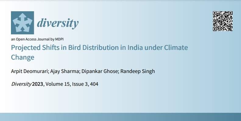 And here it is.. Straight from the press...

Deomurari, A.; Sharma, A.; Ghose, D.; Singh, R. Projected Shifts in Bird Distribution in India under Climate Change. Diversity 2023, 15, 404. doi.org/10.3390/d15030…

#PhD  #Research #AvianDiversity #academic

<a href="/MDPIOpenAccess/">MDPI</a>