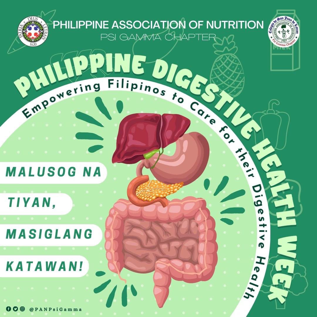 PANPsiGamma's tweet photo. The Philippine Digestive Health Week is celebrated every second week of March to encourage Filipinos in taking care of their gut health by eating fiber-rich foods that are found mostly in fruits and vegetables and drinking enough water. https://t.co/kWqEnHh1UW