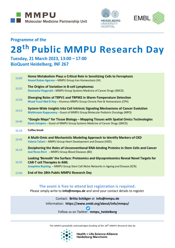 MMPU_Heidelberg's tweet image. Thank you #HLSA for funding the #MMPUResearchDays2023! That is wonderful.
See the updated program and register now: