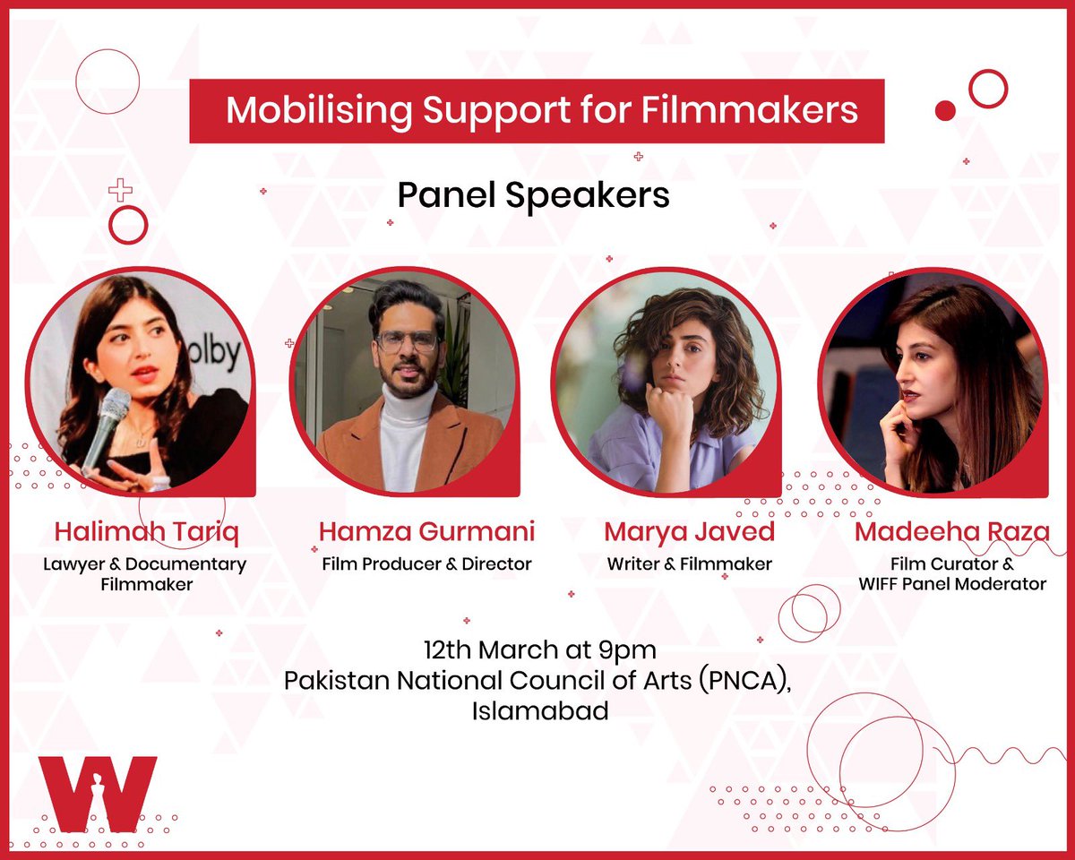 LetsHearWomen's tweet photo. Attention emerging filmmakers and media students! 
Join the panel discussion on Day 2 of WIFF after the film screenings. We will be talking about how to mobilise support for emerging filmmakers. Join us on March 12, 9pm at PNCA Islamabad! @Connecther @MaryaJaved

#WIFF2023 #women https://t.co/hQTOwbAuur