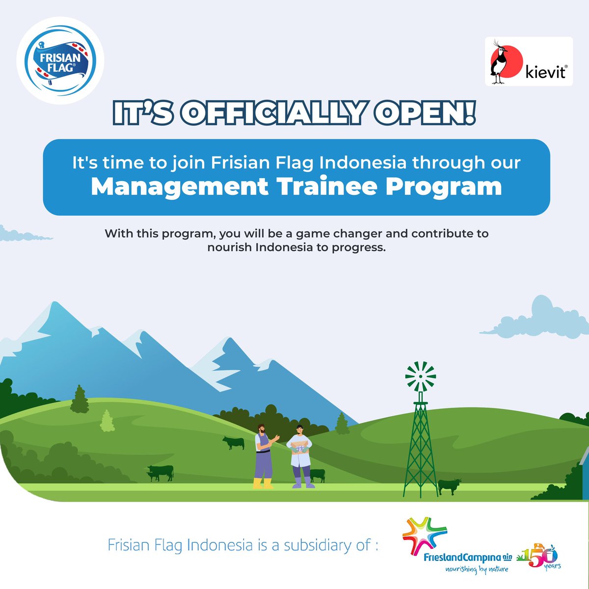 KampusUpdate's tweet photo. Join Frisian Flag Indonesia's Management Trainee Program and get the chance to learn from the best in the industry.

Don't miss out on this opportunity to develop your skills and unleash your potential. Register now! https://t.co/MCcZbJYyfu

#KUJobs https://t.co/fdk6ialula