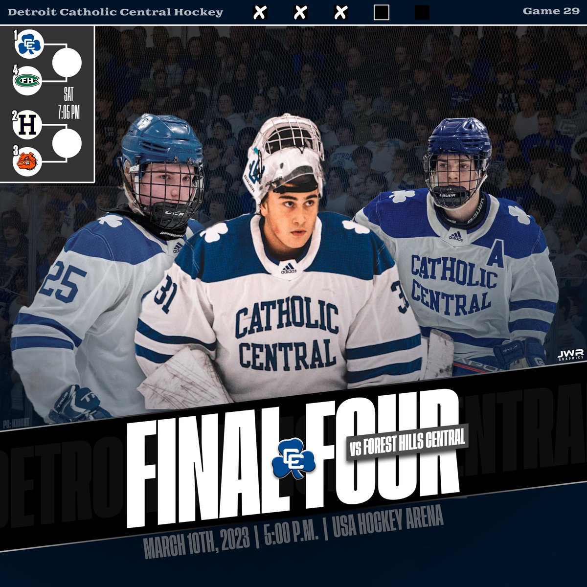 dcchockey's tweet image. GAME-DAY! STATE SEMI-FINAL vs Forest Hills Central tonight at 5 pm @USAHockeyArena #ccpride @DCCStudentSec let’s go!!!!!!