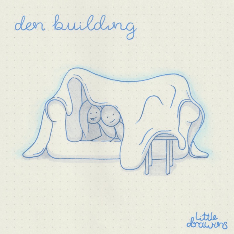 Little_draWins's tweet photo. I am always amazed by the hours of fun den building provides. With just a few cushions and a rug my kids’ imaginations run wild - a camp in the forest, an underground lair, an enchanted castle!
I think they find delight in changing their environment and feel safe in small places.
