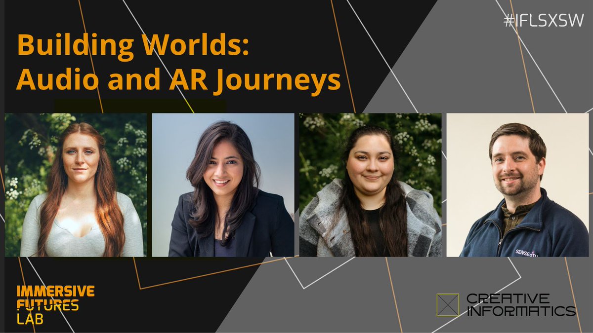 👉 Attend this session at #IFLSXSW & meet developers creating worlds through audio & #AR while developing tools to make content creation a more accessible & creative process. w/ @BlackGoblinSFX, @poojakatara1, @sensecityco, @Tiomoid1 Info: bit.ly/3LblCYr @CreateInf