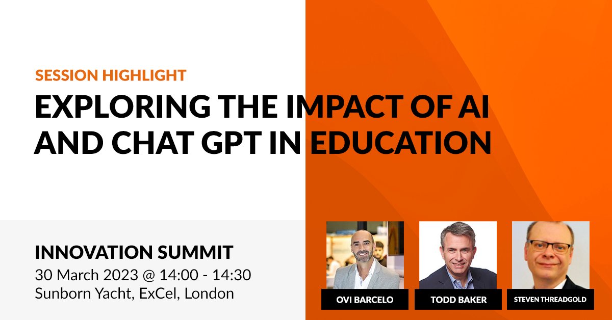 Session highlight....Exploring the impact of #AI and #ChatGPT in education! Join experts from <a href="/Turnitin/">Turnitin</a>, <a href="/Microsoft/">Microsoft</a> and <a href="/itslearning/">itslearning</a>. Find out more and get your free ticket to our annual Innovation Summit! 👉 bit.ly/3T6XQ1N #EdTech #itsSummit