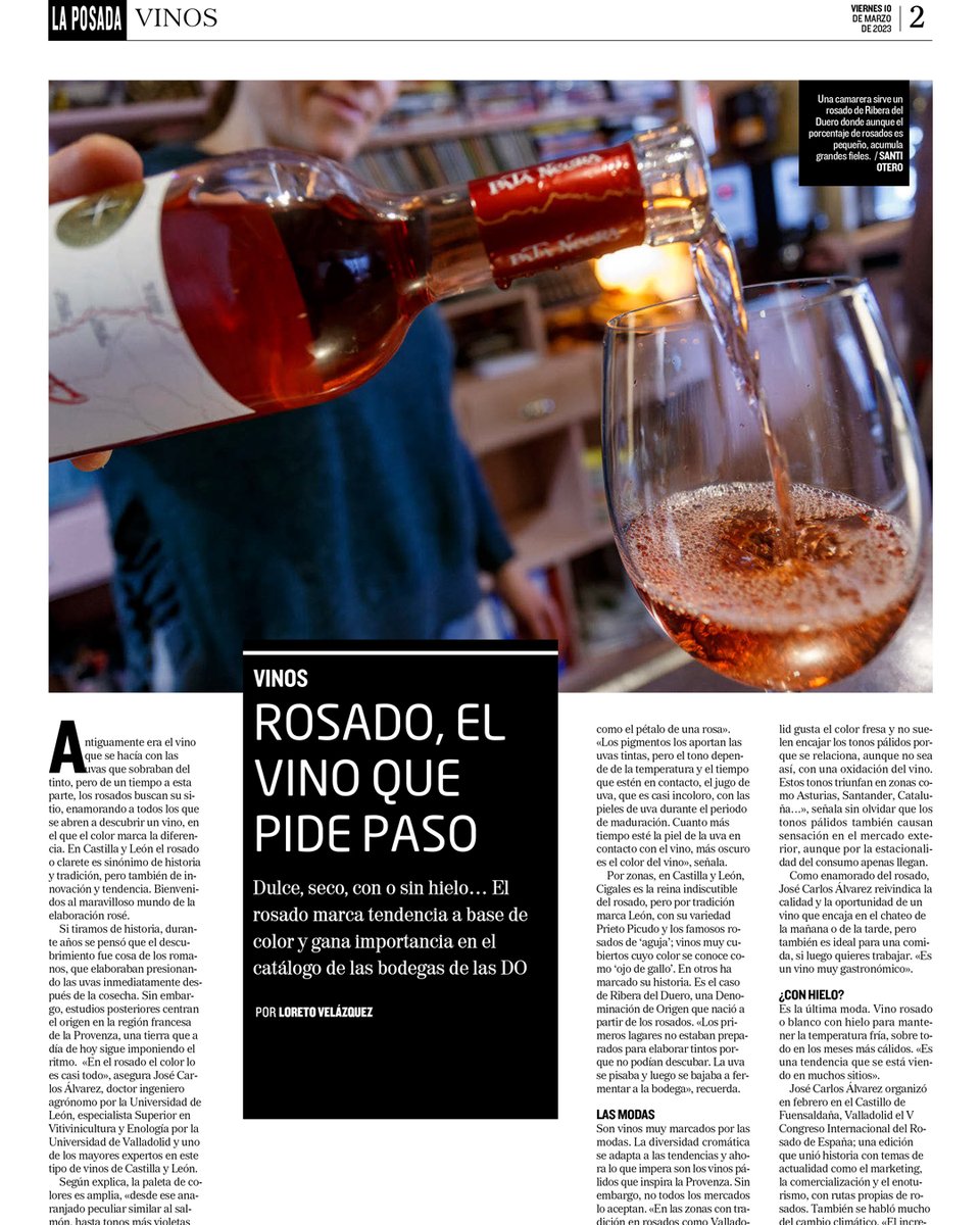 El suplemento La Posada de <a href="/DiarioCyLMundo/">Diario de Castilla y León</a> ha publicado esta semana este artículo centrado en el vino rosado 🗞 Un gran recorrido por este vino en Castilla y León en el que la #DOCigales cobra especial importancia 🍷