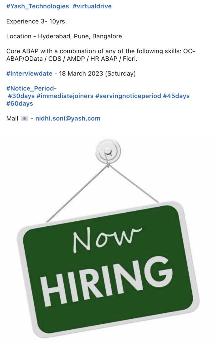 KPHB_Kurradu's tweet image. #SAPABAP #Hiring #SAP - @Sap4Telugu