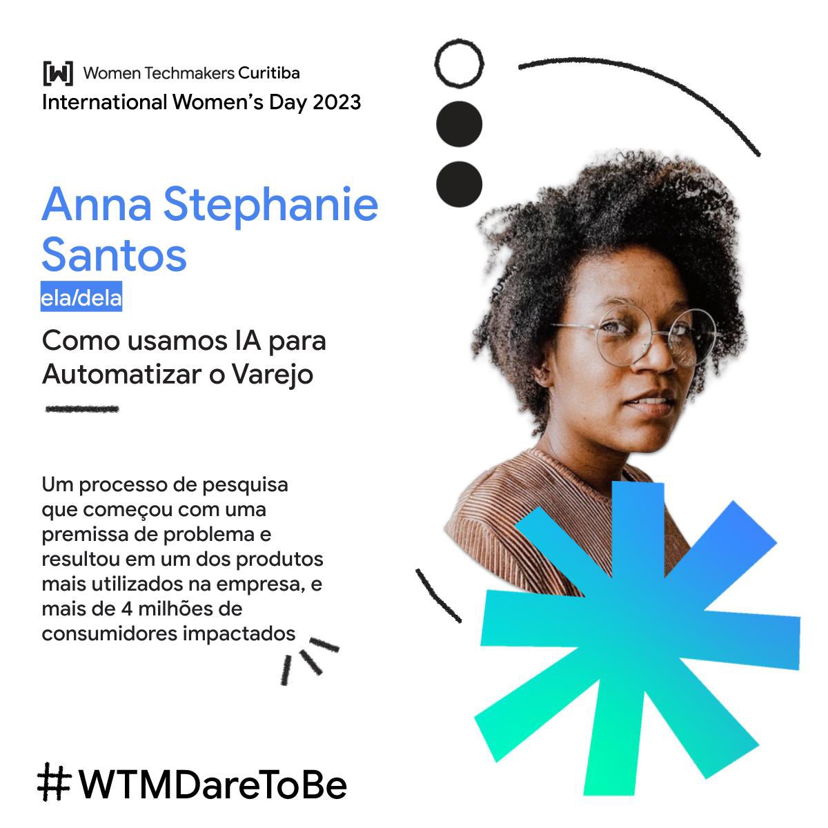 E vamos para a primeira palestrante do nosso IWD'23!💚💙
 
A Anna é designer de produto e experiência do usuário. É apaixonada por criar experiências digitais intuitivas e fáceis de usar. 
 
O IWD Curitiba acontecerá no dia 18/03 na Wiley. 
📍Av. Mariano Torres, 729 - 9° andar.