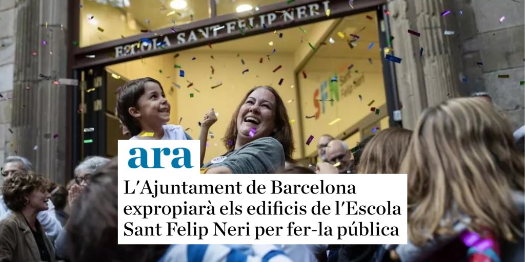 paugv87's tweet photo. La continuïtat del projecte educatiu de l'escola Sant Felip Neri al #Gòtic queda garantida!

Després d'una llarga negociació infructuosa per manca de voluntat de la propietat, iniciem el procés d’expropiació que preservarà aquest 8è centre educatiu que passa a la xarxa pública 👩‍🏫 https://t.co/v1Gd4cinnS