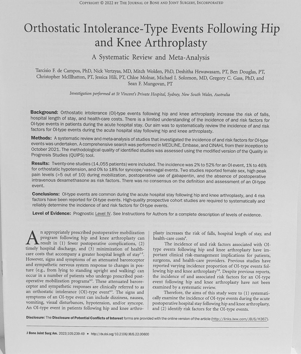 Great to see our latest publication in the Journal of Bone and Joint Surgery. A great team of orthopaedic surgeons and physio clinician-scientists and our academic partner from the University of Jamestown <a href="/mitch_wolden/">Mitch Wolden</a>