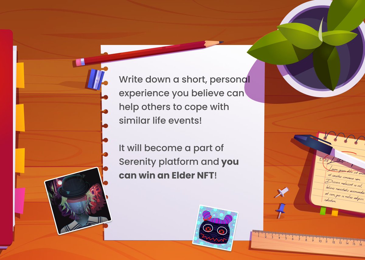 mamanime_club's tweet image. ❤️‍🔥Help us build Serenity and win The Elders NFT! ❤️‍🔥

Write your real-life personal experience that you believe can help others cope with the similar #mentalhealth challenges.

We will reward 3 entries with The Elders NFT in 48 hours!

docs.google.com/forms/d/1Qq-H0…

#BNBChainNFTS