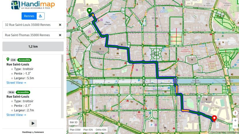 A Rennes, des données ouvertes pour améliorer le calcul d'itinéraires piétons pour les personnes à mobilité réduite. Une application du projet RUDI, plateforme de partage de données à l’échelle locale, prototypée avec le soutien de l’Union européenne metropole.rennes.fr/handimap-quand…