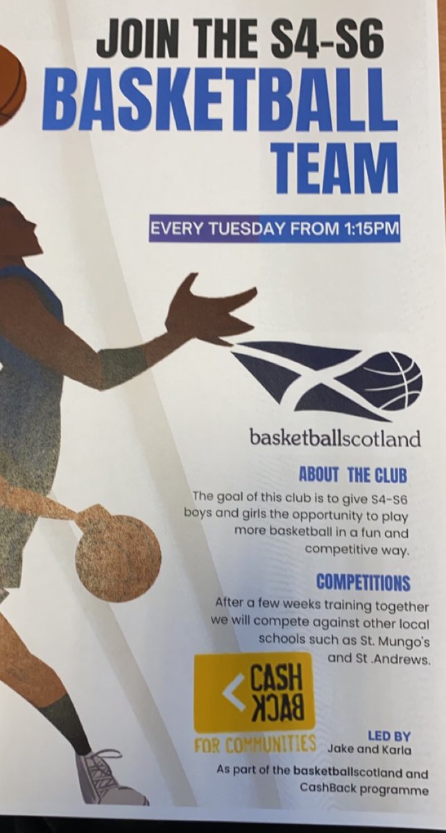 For Senior pupils at Lochend community high school ! 

Basketball Scotlands cash back project are starting a new basketball club every Tuesday lunchtime 😎
#changingthegame