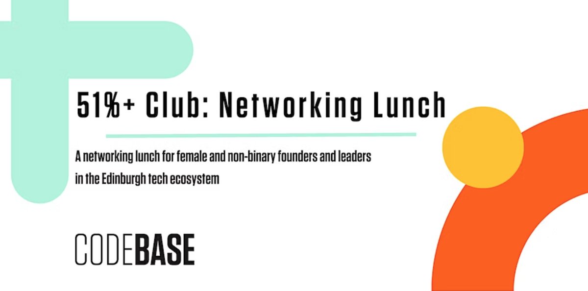 Hey female &amp; non-binary founders, CEOs &amp; leaders! We have an exciting new networking meetup for you at <a href="/CodeBaseEdinb/">CodeBase Edinburgh</a> on March 22nd 🤩

51%+ club is an informal lunch meetup designed to create connections and build relationships ✨

Find out more 👇🏾👇🏼👇🏽
hubs.li/Q01G3Cwz0