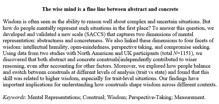 AMRotella's tweet photo. New preprint w @psywisdom!
While asking how wisdom relates to construal we found...
(1) Construal is not unidimensional, abstract & concrete are independent
(2) Created a new abstract/concrete scale!
(3) ⬆️Wisdom is related to both high abstractness & concreteness
Link below⬇️ https://t.co/fTuOYJTieh