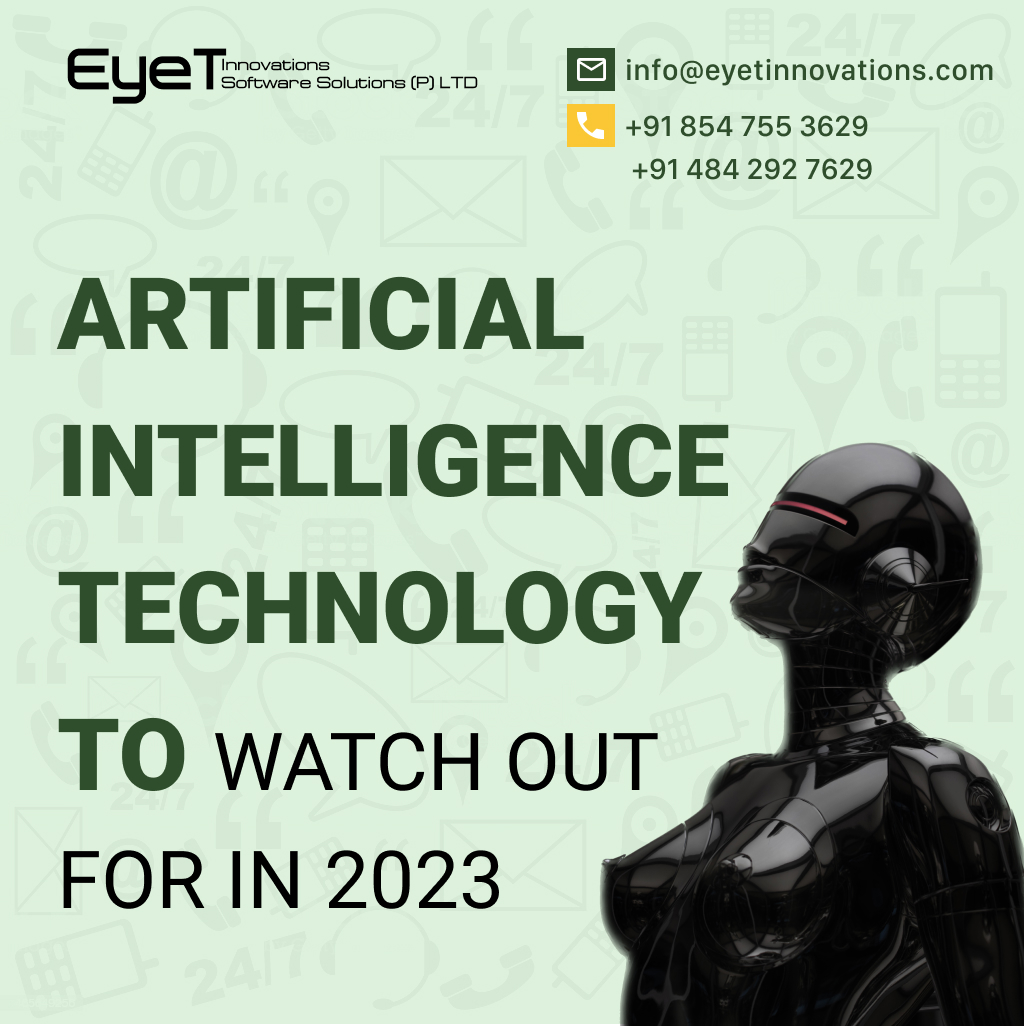 EyetGlobal's tweet photo. AI is making a lot of waves in 2023. Check out all the new happenings in the field of AI. 
For more information visit https://t.co/WsSPclP2bu
#AI #ML #ArtificialIntelligence #MachineLearning #ERP #ERPSolution https://t.co/AWm3jHrAJy