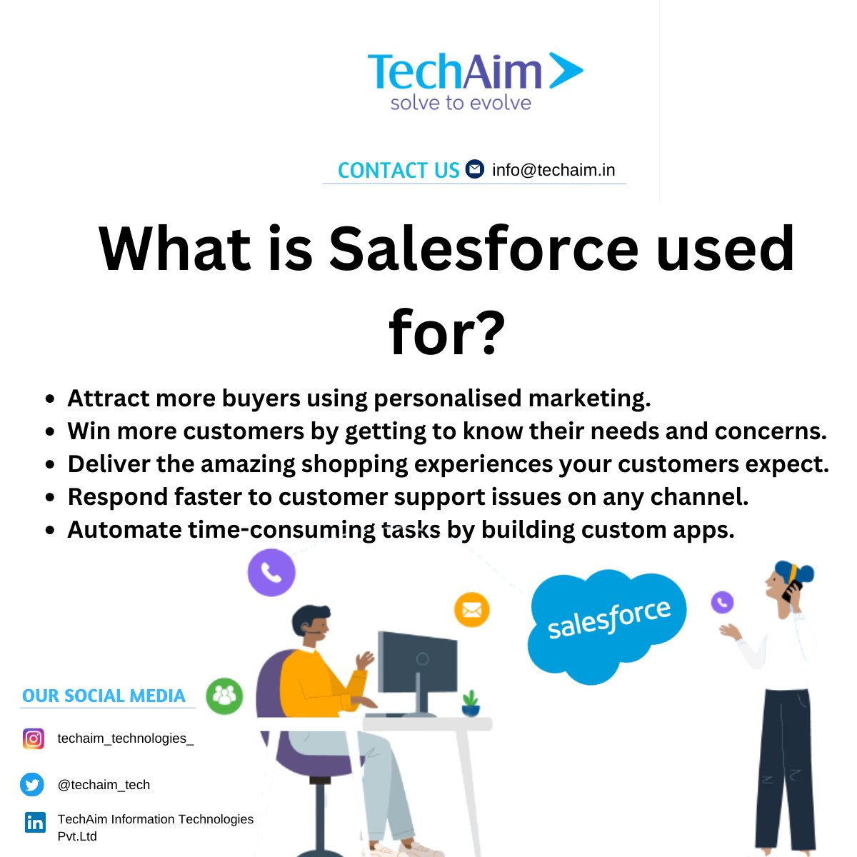 Transform Your Business with Techaim: An authorised salesforce reseller - A Comprehensive and Scalable #CRM Platform with Powerful Analytics, Customization, and AppExchange Marketplace.

#crm #techaim #salesforce #businessgrowth #customisation