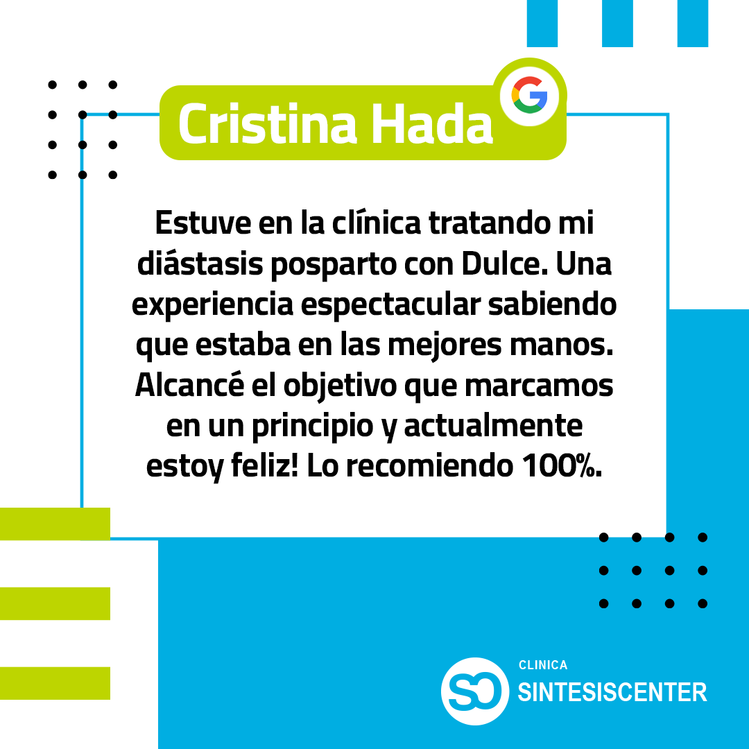 SINTESISCENTER's tweet image. ¡Gracias por tu reseña Cristina!

Nos alegra saber que pudimos ayudarte en tu camino hacia la recuperación de la diástasis posparto. Agradecemos tu confianza en nuestra especialista en suelo pélvico @saavedra_fisio 🔝 y nos alegra saber que te ha sido de ayuda en tu recuperación