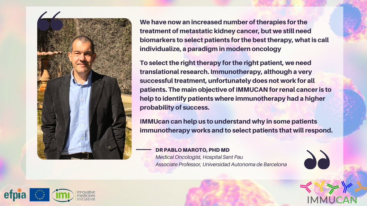 IMMUcan's tweet photo. Closing #KidneyCancer Awareness month –we hear from Dr Pablo Maroto of @HospitalSantPau on the main objective of #IMMUcan in #renalcancer:
Full statement⬇️More info https://t.co/fahnU3cc7a
#throwback @IHIEurope @EORTC https://t.co/UNZL4hhAIb