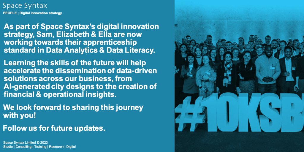 Space_Syntax's tweet image. They will each learn valuable data skills to accelerate the dissemination of data and AI-driven solutions across #SpaceSyntax. We look forward to sharing updates on the opportunities that lie ahead!
#10KSB #MachineLearning #DataTraining #StaffDevelopment