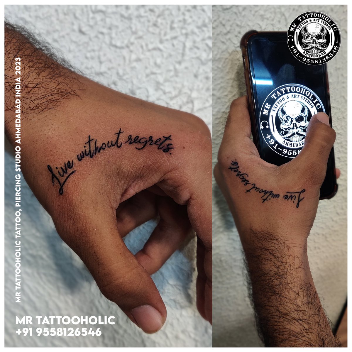 #livewithoutregretstattoo #livewithoutregrets #scripttattoo #lattertattoo #tattooforboy #tattooboy #tattooformen #mrtattooholic #ahmedabad #ahmedabadtattoo #ahmedabadtattoostudio #tattooartist #tattoostudio #tattoodesign #tattooideas #tattoolovers #handtattoo #tattooart