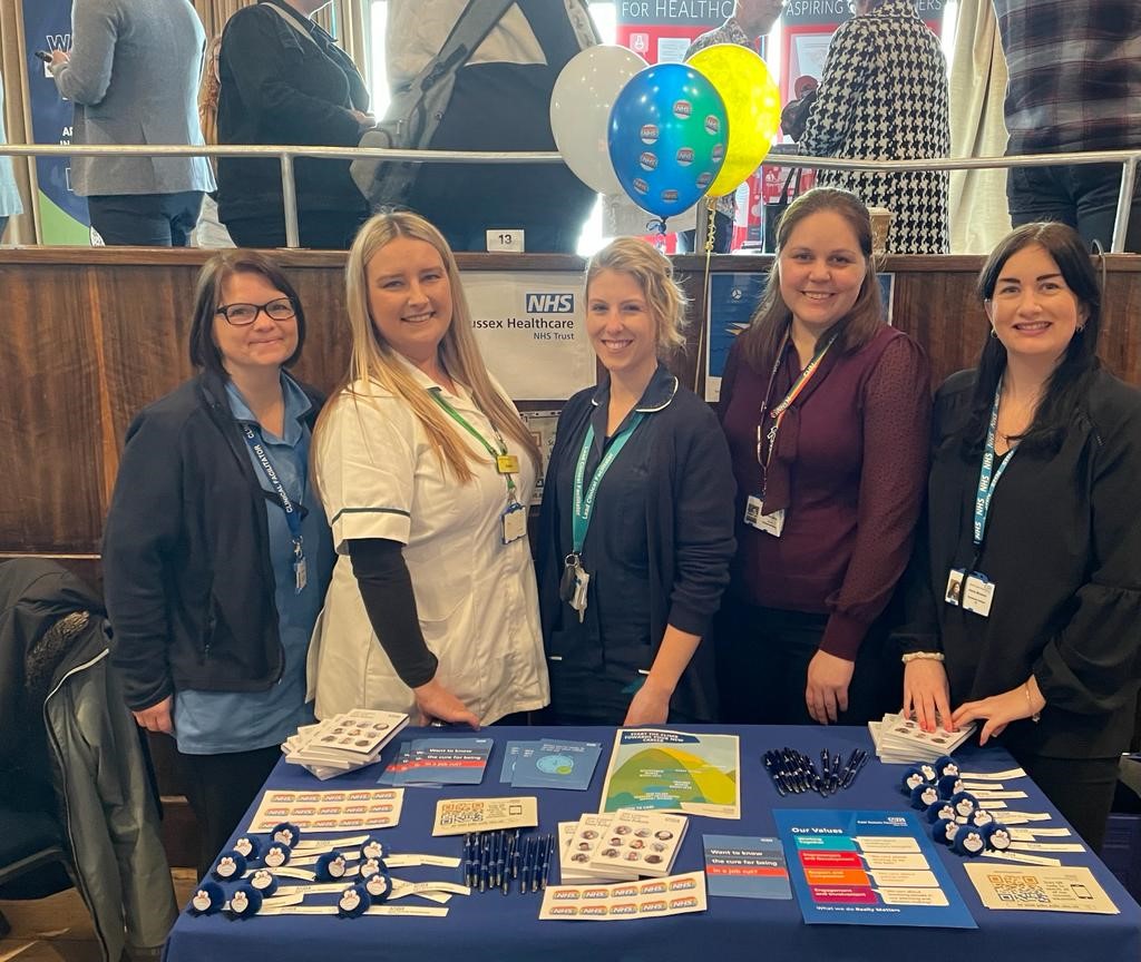 ESHTRecruitment's tweet photo. Our lovely team are at the Bexhill Job &amp; Apprenticeship Fair today, if you are at the event don't forget to pop by and find out about all the opportunities we offer at East Sussex Healthcare @ESHT_CHIC @ESHTNHS https://t.co/n6983gLJQo