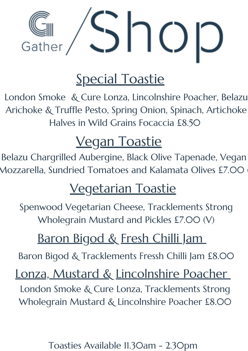 GatherE17's tweet photo. Toasties and Soup now available at our new Deli at @CRATESJS on St James Street in Walthamstow. 

Soup of the Day - Jerusalem Artichoke &amp; Cauliflower Soup 

#supportlocal #eatlocal #londoneats #walthamstow #e17 #deli https://t.co/N24FXP5aHE