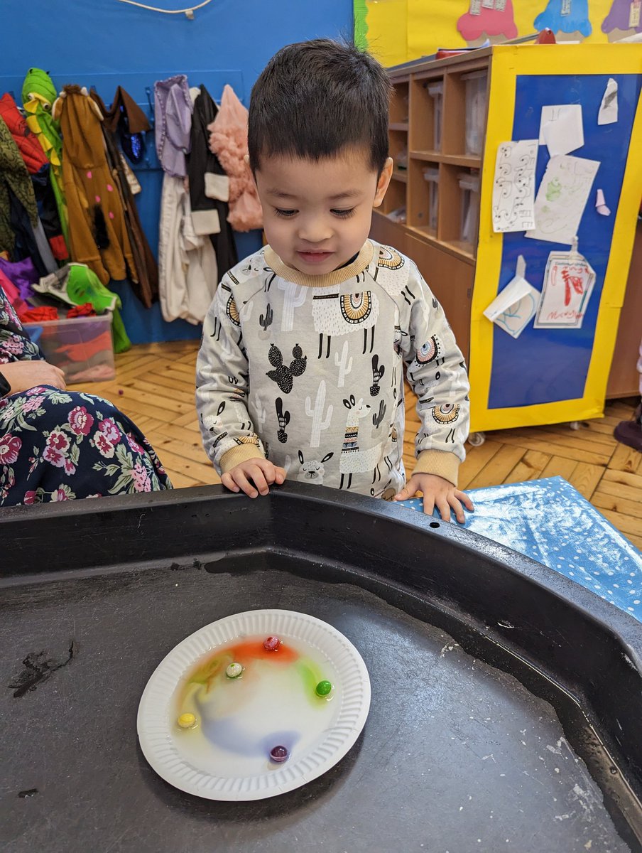 And observing what happens when you add water to skittles. "The colour come off. It a rainbow 🌈" #ColumbiaScienceDay